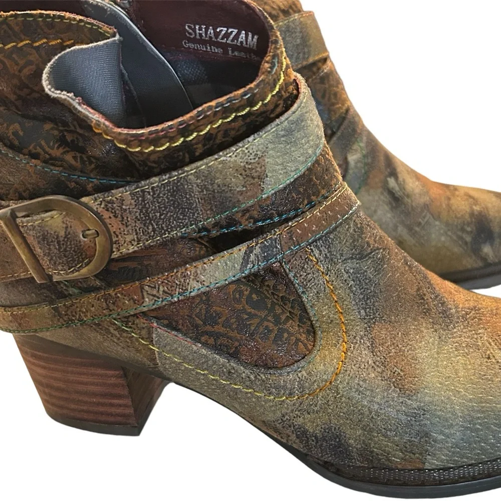 L’Artiste Hand Painted Leather Ankle Boots Size 6.5 - Picture 11 of 11